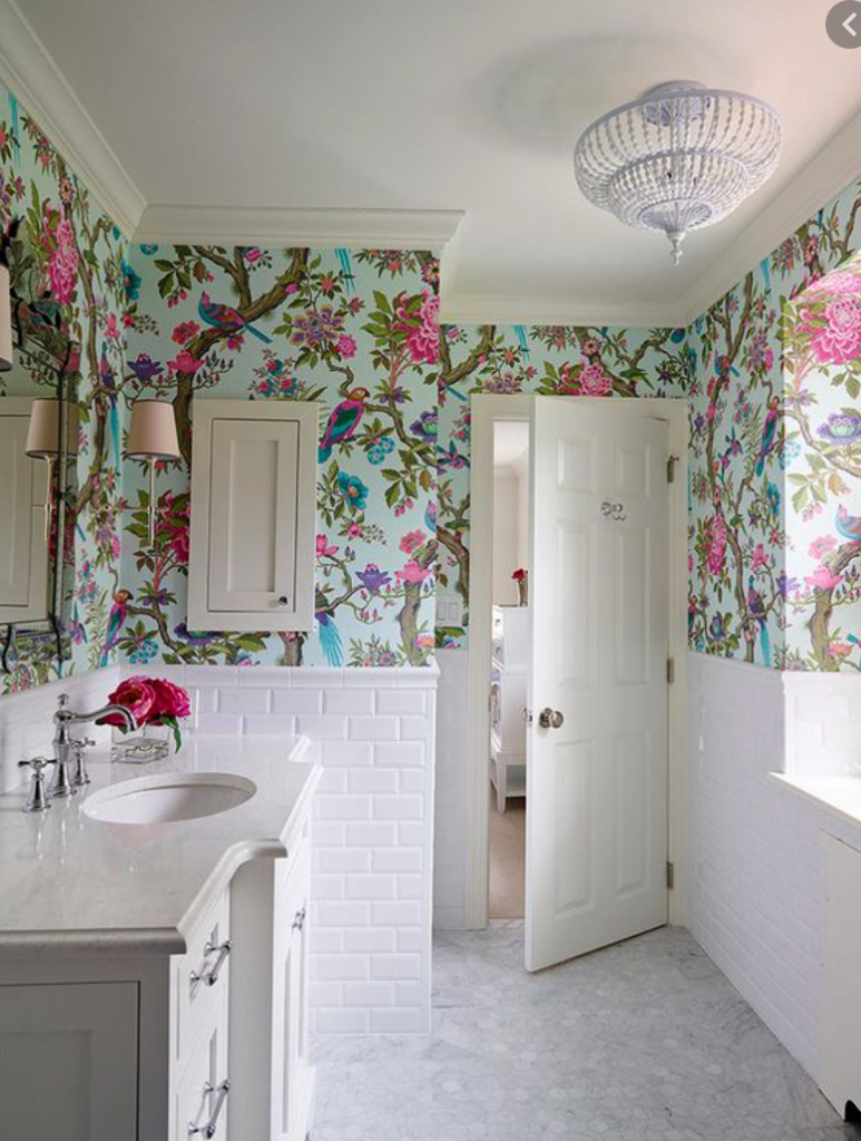 Papel Pintado Decorativo para baños con modelo Floral